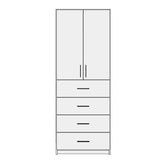 White Melamine 3 Adjustable Shelves With Doors and 4 Drawer Closet System 84"